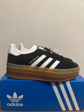 Adidas Gazelle Bold Black & White with Platform Sole (Size W6)